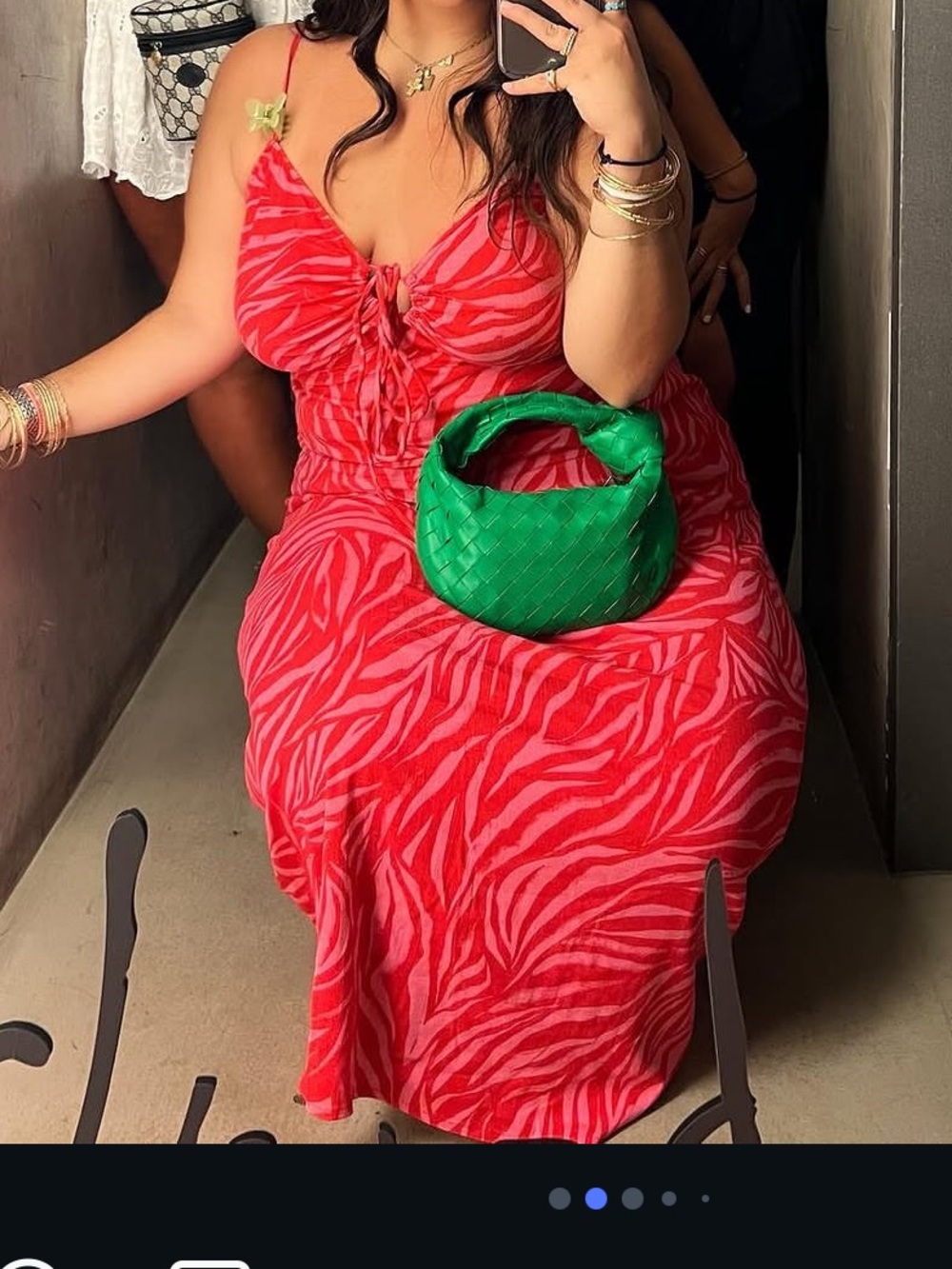 H&M Red Zebra-Print Tie-Front Maxi Dress